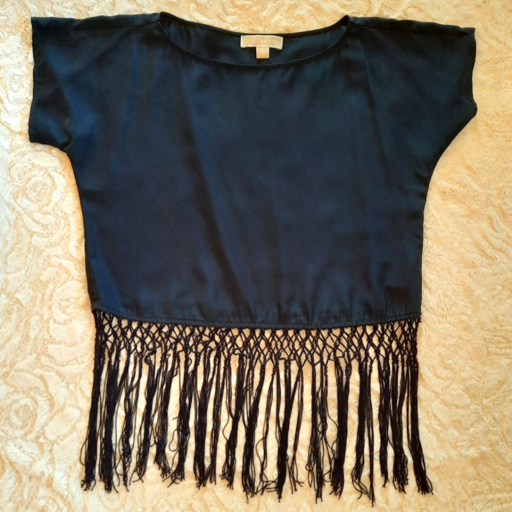 🔥🔥🔥SALE🔥🔥🔥Michael Kors Fringed Navy Top
